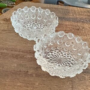 Two Westmoreland Lacy Daisy open glass salt sellers